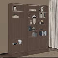 Modern Wooden Bookshelf With Multiple Shelves Books Decorations Drawers And Cabinet Doors