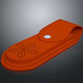 Orange Leather Pouch with Floral Pattern and Button Closure for Daily Use 3d model