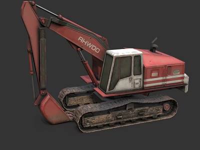 Red White FHWOO Excavator With Heavy Duty Tracked Undercarriage For Industrial Construction Work 3d model