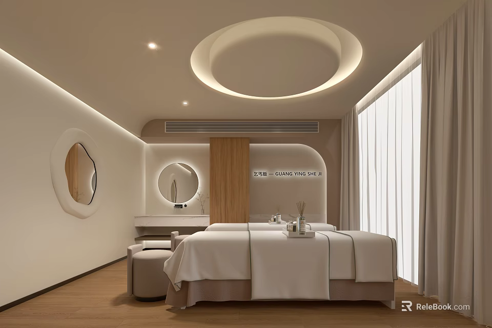 Serene SPA Room With Massage Bed And Modern Lighting 3d model