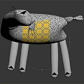 Gray Llama Shaped Decorative Furniture With Yellow Square Pattern And White Legs Ears