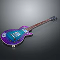 Modern Electric Guitar Featuring Purple Blue Gradient Finish White Pattern And Wooden Neck