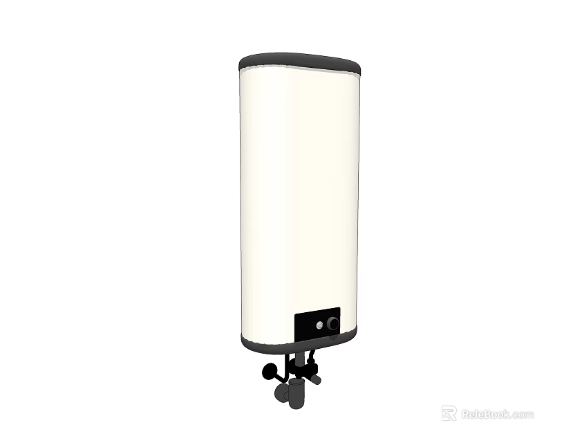 White Cylindrical Household Electric Water Heater With Stable Base Stand And Modern Design 3d model 