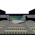 Hotel Banquet Hall Interior With Stage Seats Large Screens And Lighting Design
