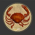 Delicious Red Cooked Crab Placed on Fragrant White Rice in Blue Ceramic Plate 3d model