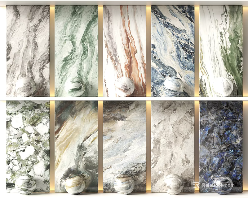 Diverse Color Floor Tiles With Natural Stone Textures Modern Design Collection 3d model 