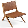 Minimalist Modern Dining Chair With Wooden Frame And Brown Leather Seat Backrest