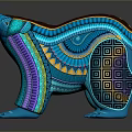Colorful Handcrafted Bear Sculpture With Vibrant Geometric Patterns And Artistic Design