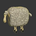Cute Cartoon Sheep Character With Fluffy White Wool And Black Hooves