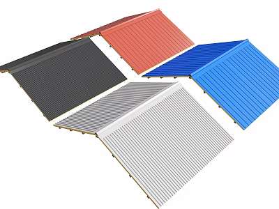 Colorful Metal Roof Panels in Red Blue Black Gray and White for Building Construction 3d model