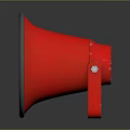 Red Megaphone With Gray Rim Sturdy Handle And Reflective Surface For Public Address