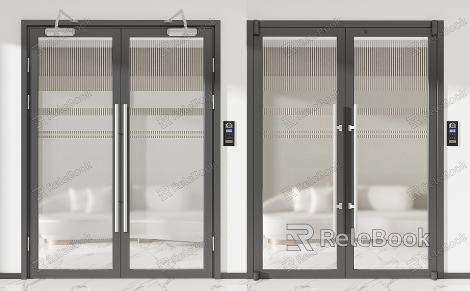 Modern double-door office glass door model