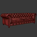 Elegant Brown Leather Sofa Featuring Tufted Back Details And Rolled Arms 3d model