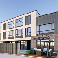 Modern Office Building Simple Three-storey Small Office Building 3d model