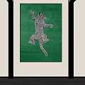 Cat Animal Painting With Green Background And Dot Composed Leaping Pose 3d model