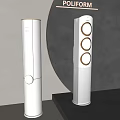 Sleek White Tower Air Conditioner Fan With Modern Design And Circular Elements For Indoor Use