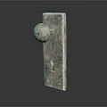 Vintage Metal Door Knob on Rectangular Plate with Keyhole and Screws