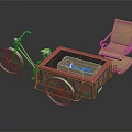 Vintage Red Cargo Tricycle With Wooden Rocking Chair And Boxed Items