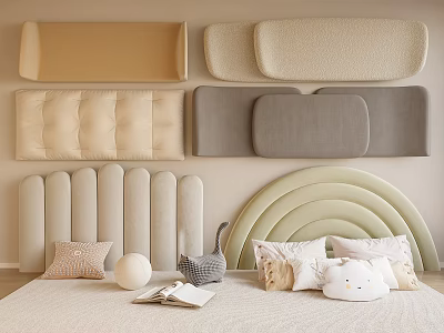 Multi Person Sofa With Various Design Backrests Beige Light Grey Light Green And Decorative Pillows 3d model