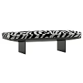 Modern Stylish Sofa Stools With Zebra Pattern Brown Green Upholstery And Black Legs