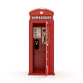 Red Telephone Booth With Crown Logo And TELEPHONE Sign Design