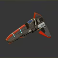 Futuristic 3D Spaceship Model With Gray Body Red Blue Accents And Sleek Design