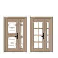 Modern Bronze Security Doors With Glass Panels And Secure Lock Design 3d model