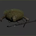 Camouflage Sniper Character With Green Leaf Disguise And Long Sniper Rifle