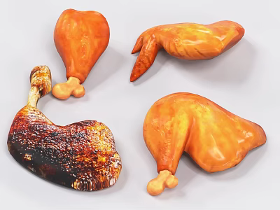 Appetizing Roasted Chicken Parts With Crispy Skin And Golden Brown Texture 3d model