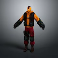 3D Game Character Model With Yellow Black Outfit Red Pants And Protective Armor Gear