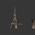 Rustic Scene Components Featuring Reed Fences Straw Screens And Wooden Racks