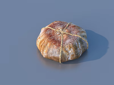 Homemade Traditional Round Bread With Crossed Strings And Brown Crust 3d model