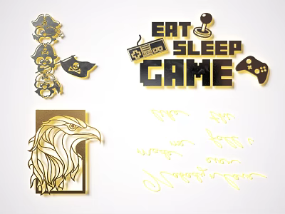 Creative Wall Decor With Pirate Theme Game Inspired Eagle Design And Handwritten Art 3d model