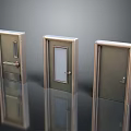 Three Different Designed Swing Doors With Glass Panels And Metal Frames