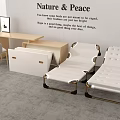 Modern Single Beds With White Mattress Gold Frame And Cabinet In Peaceful Room