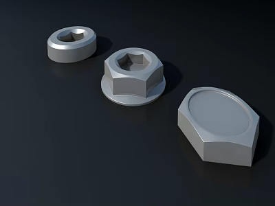 Different Types of Metal Hex Nuts for Hardware Tools Industrial Applications 3d model