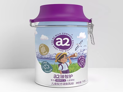 a2 Children's Formula Milk Powder Family Comfort Purple Lid Tin Can 800g 3d model
