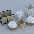 Woven Storage Baskets with Collapsible Designs for Home Towel Organization Essentials 3d model