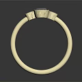Elegant Gold Ring Design With Center Gemstone And Two Side Stones 3d model