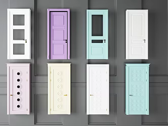 Bedroom door combination 3d model