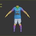 Blue Soccer Uniform With Short Sleeves Shorts Long Socks Team Logo And Sponsor Branding
