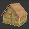 Natural Wooden Birdhouse Design With Sloped Roof Circular Entrance And Stable Base