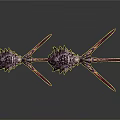 Two Intricate Spiked Fantasy Weapons With Purple Metal Texture And Sharp Blades