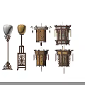 Traditional Chinese Outdoor Lights With Lantern Style Wooden Carving And Ornate Design