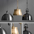 Modern Industrial Pendant Lights With Black And Gold Metal Dome Shades Design
