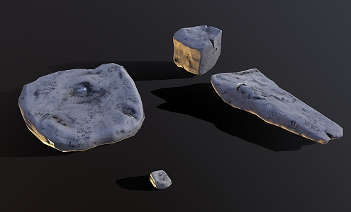 Cartoon Stone Block Rock Boulder Reef 3d model