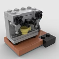 Building Block Coffee Machine and Grinder with Brown Black Base Design 3d model