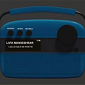 Blue Portable Radio Speaker With Handle Knobs Mesh Front And Classic Design 3d model