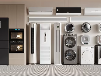 modern air conditioner refrigerator washing machine 3d model
