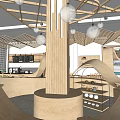 Modern Handicraft Workshop Log Shaped Cafe Handicraft Workshop Shop Curved Surface Shaped Shape Operating Table Curved Handicraft Workshop Indoor 3d model